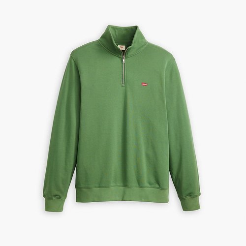 Embroidered logo cotton sweatshirt with half zip green Levi s La Redoute