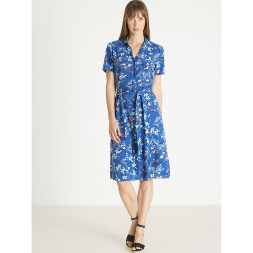 Robe boutonnee col chemisier imprime bleu Daxon La Redoute