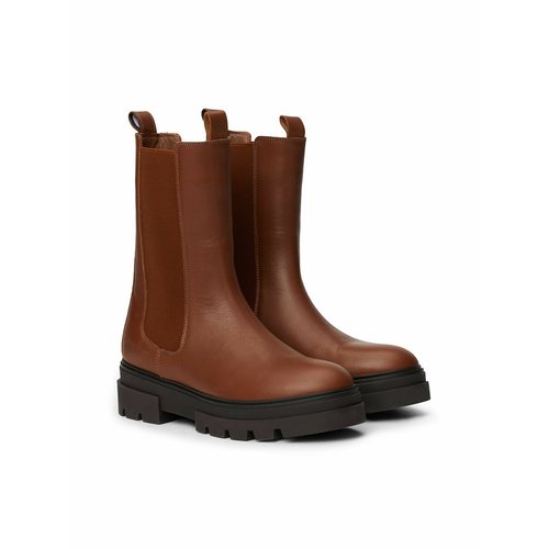 Leather chelsea boots with flat heel cognac Tommy Hilfiger La Redoute