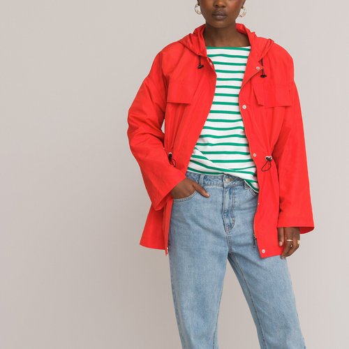 Recycled lightweight hooded parka with drawstring waist La Redoute Collections La Redoute