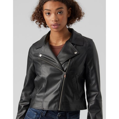 Vero moda black leather jacket on sale