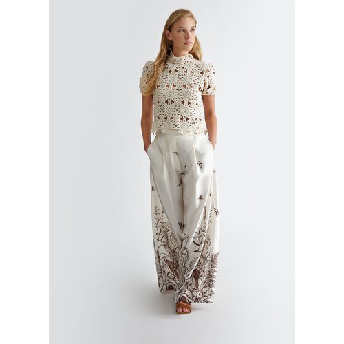 Pantalon palazzo en satin ivoire Liu Jo La Redoute