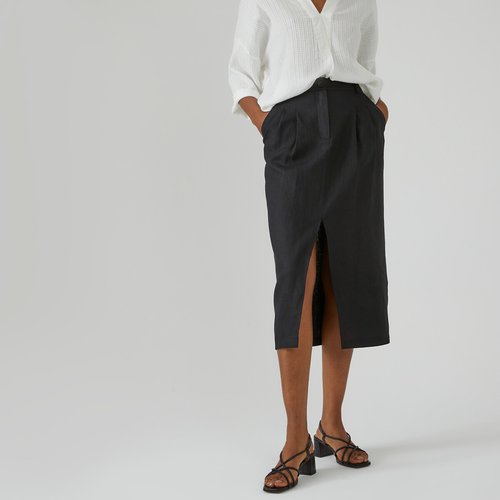 Linen midi pencil skirt La Redoute Collections La Redoute