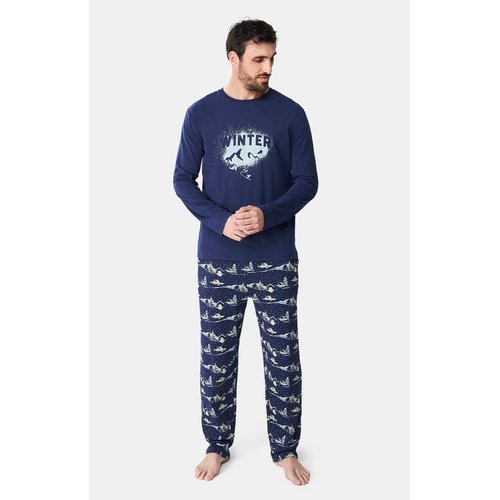 Pyjama en coton nuit d hiver bleu Arthur La Redoute