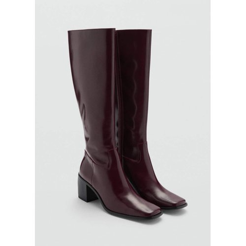 Leather boots with zip bordeaux Mango La Redoute
