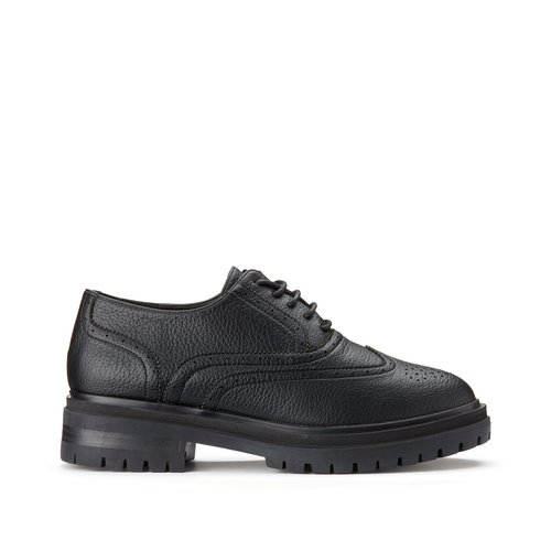 Recycled wide fit brogues with chunky sole black La Redoute Collections Plus La Redoute