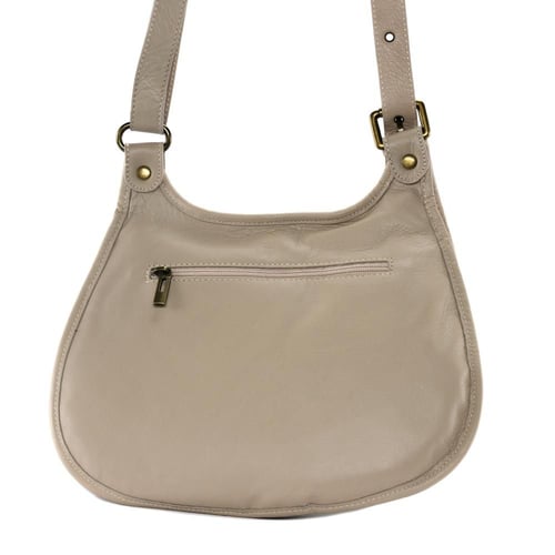 Sac Besace En Cuir Texier - Beige Clair, Bandoulière - Dimensions 27x23x7cm - Occasion Très Bon état