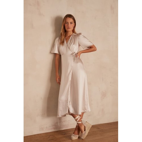 Robe longue cache coeur bleue satinee heve creme Maison 123 La Redoute