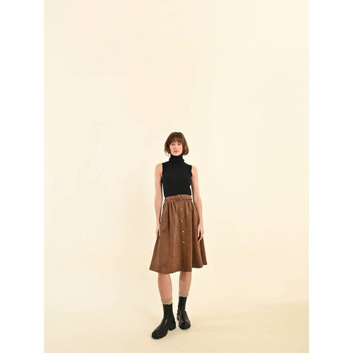 Jupe boutonnee a taille haute Molly Bracken marron La Redoute