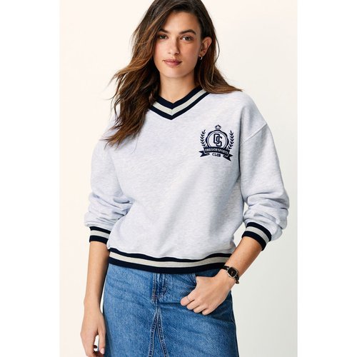 Sweat col v lisere et imprime universitaire