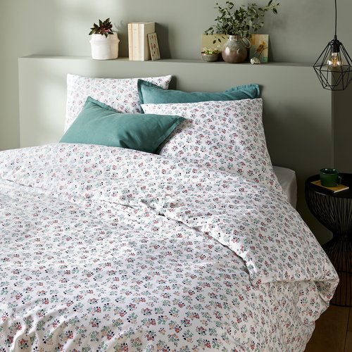 Parure de lit coton violette imprime floral La Redoute Interieurs La Redoute