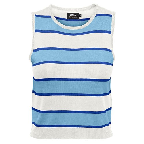 Korte trui zonder mouwen gestreept marine blauw Only La Redoute