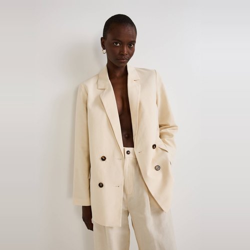Blazer a rayures contenant du coton et du lin latte Monoprix La Redoute