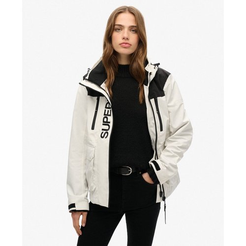 Veste de pluie longue imperméable pour femme avec capuche, fermeture éclair, coupe-vent, respirante, coupe-vent, graphique, légère, en coton anorak, blanc, XS