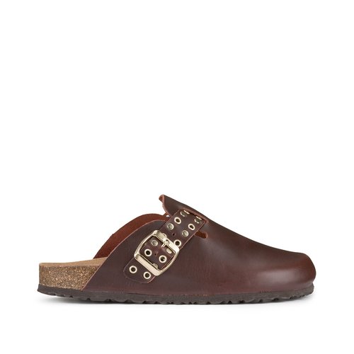 Brown leather mule discount