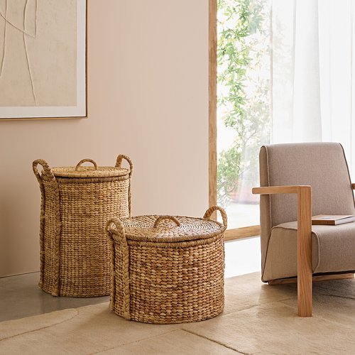 Cesto In Vimini Di Giacinto D'Acqua Con Coperchio, Set Da 2 (Grande E Piccolo), Con Manici, Intrecciati A Mano, Per Organizzare E Decorare La Casa - 5