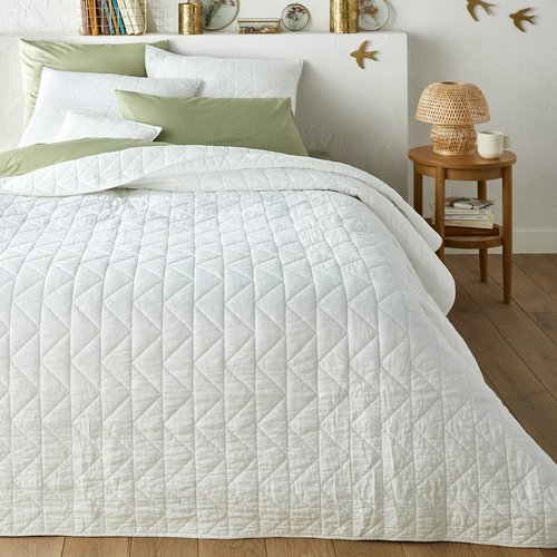 La Redoute Scenario キルティング ベッドスプレッド Scenario zig zag quilted throw bedspread in cotton snow white La