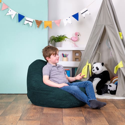 Pouf Enfant Étoiles Icon - Siège Poire Rempli Perles - Housse Imperméable - Gris