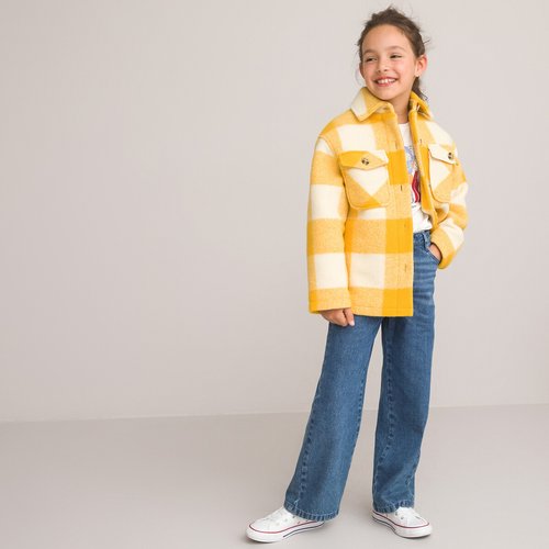 Checked denim jacket sale