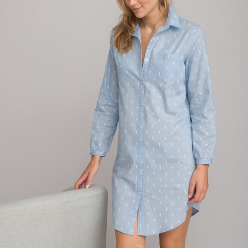 Chemise de nuit liquette bleu imprime La Redoute Collections La Redoute