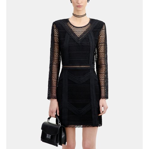 Robe courte en guipure manches longues black The Kooples La Redoute
