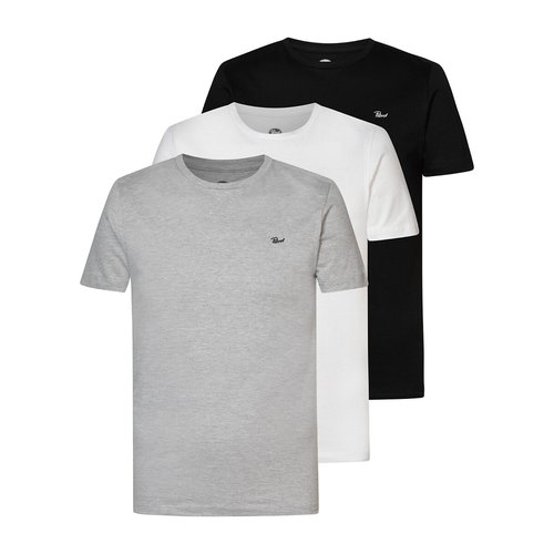 Pack of 3 Plain T Shirts in Cotton with Crew Neck