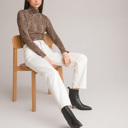 Leopard print turtleneck t shirt with long sleeves animal print La Redoute Collections La Redoute
