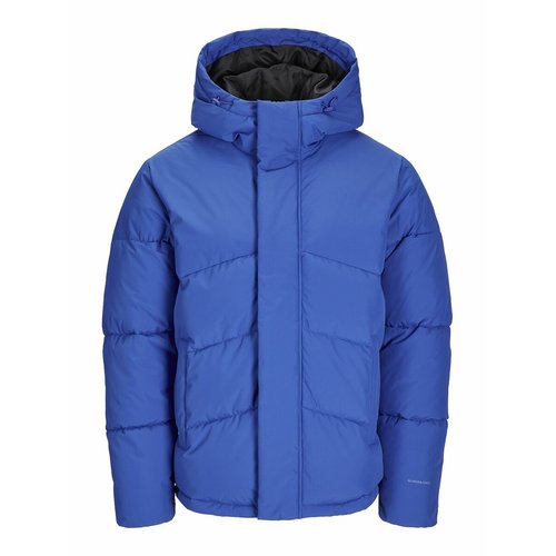 Electric blue puffer coat top