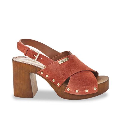 Sandales sabots a talons tessy cuir Les Tropeziennes Par M Belarbi terracotta La Redoute