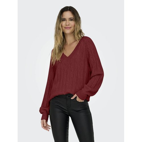 Sparkly v neck jumper sweater shiny red Only La Redoute