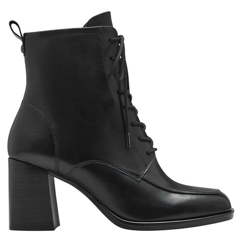 Leather heeled ankle boots with lace up fastening black Tamaris La Redoute