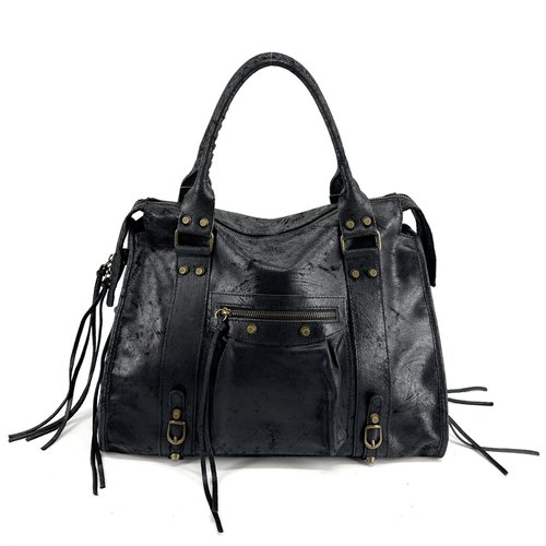 Sac a main femme en cuir brosse sandstorm sirocco noir noir mat Oh My Bag La Redoute