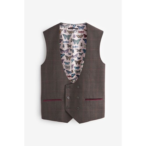 Gilet de costume a carreaux et liseres marron Next La Redoute