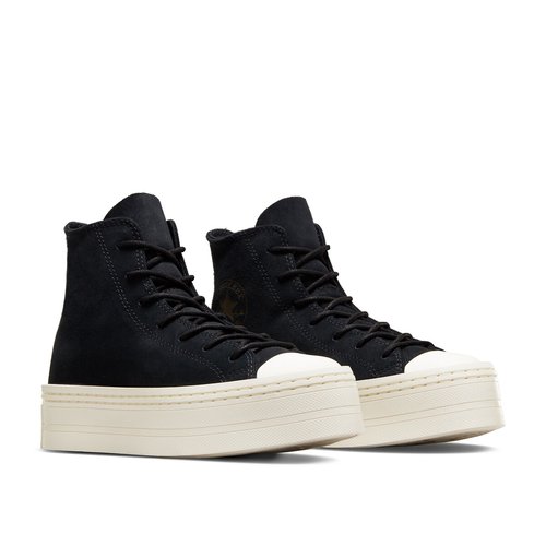 Modern lift hi fashion suede leather high top trainers black Converse La Redoute