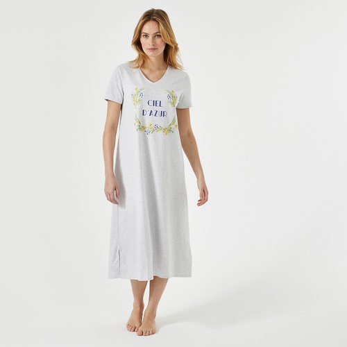 Chemise de nuit en maille jersey Anne Weyburn imprime gris chine La Redoute