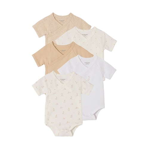 VERTBAUDET Lot De 5 Bodies Bébé Manches Courtes – Thème Marin Adorable Avec Otarie Espiègle – 100% Coton Bio