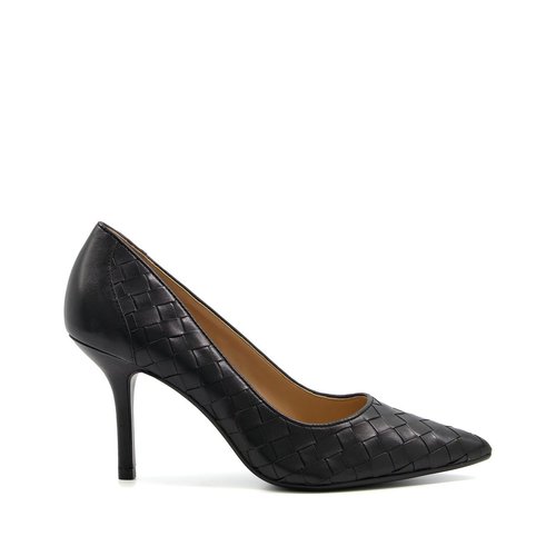Escarpins a bout pointu et talons mi hauts bowe noir cuir Dune London La Redoute