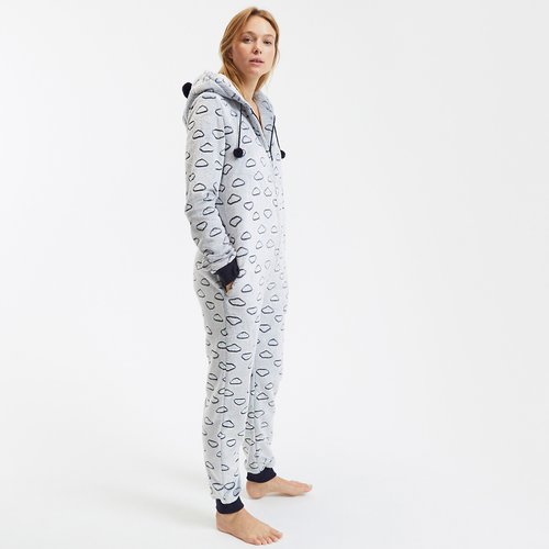 Cloud print fleece onesie grey So home La Redoute