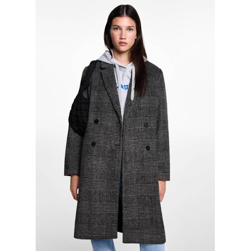 Manteau long laine carreaux