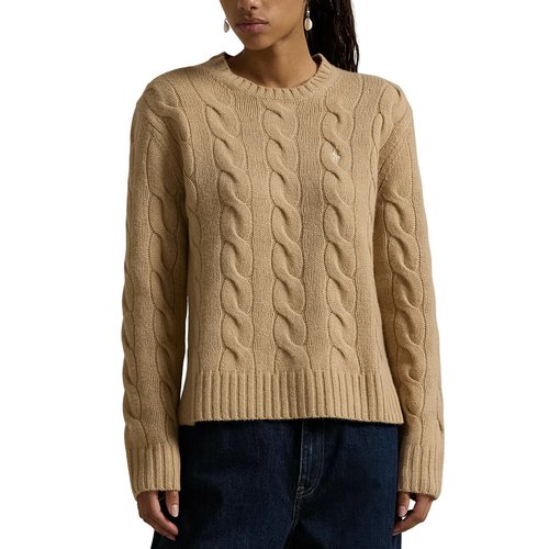 Wool cashmere jumper in cable knit camel Polo Ralph Lauren La Redoute
