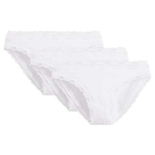 Set van 3 slips in katoen en kant La Redoute Collections La Redoute