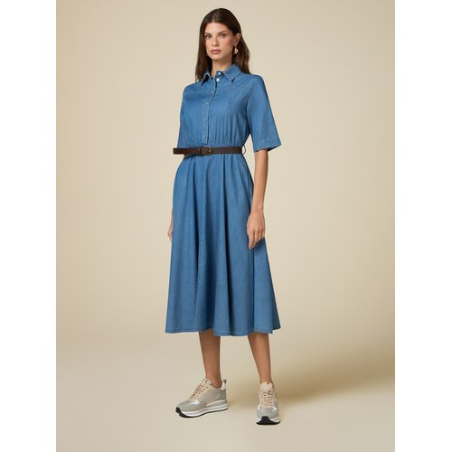 Robe chemisier 100 coton effet denim lavable clair light blue Oltre La Redoute