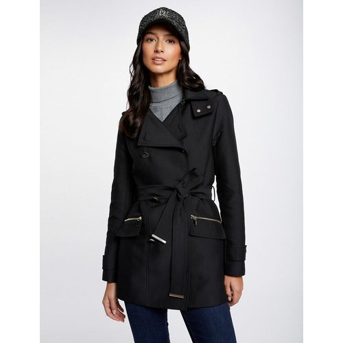Black women's trench coat with hood shop