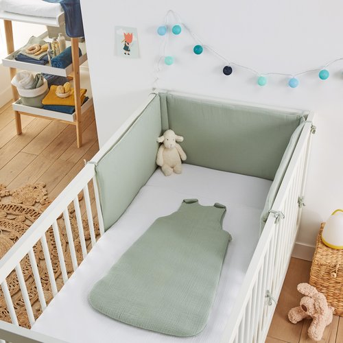 Linen cot bumper hot sale