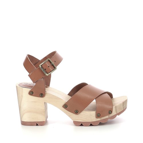 Sandales cuir Kick Wise a talon en bois