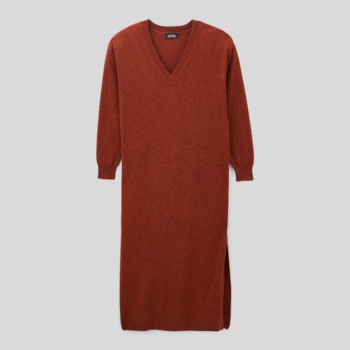 Robe longue col v en laine renard Monoprix La Redoute