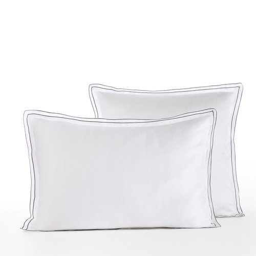 Tucci organic cotton satin pillowcase white pebble grey Am.Pm La Redoute