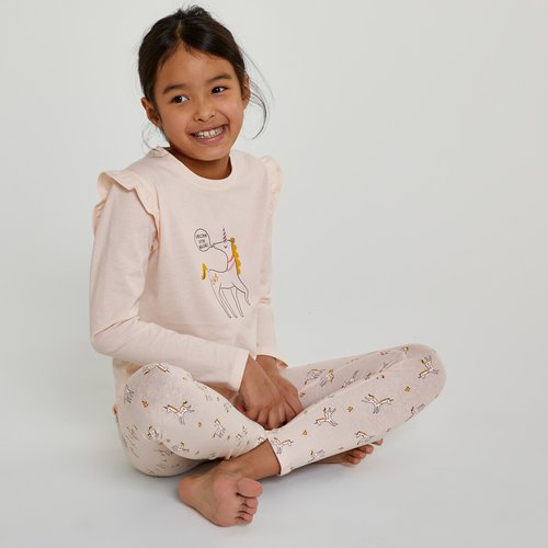 Pyjama imprime licorne avec volants rose La Redoute Collections La Redoute