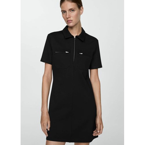 Robe col polo poches noir Mango La Redoute