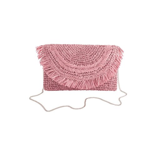 Pochette en raphia a franges coupe classique rose Next La Redoute